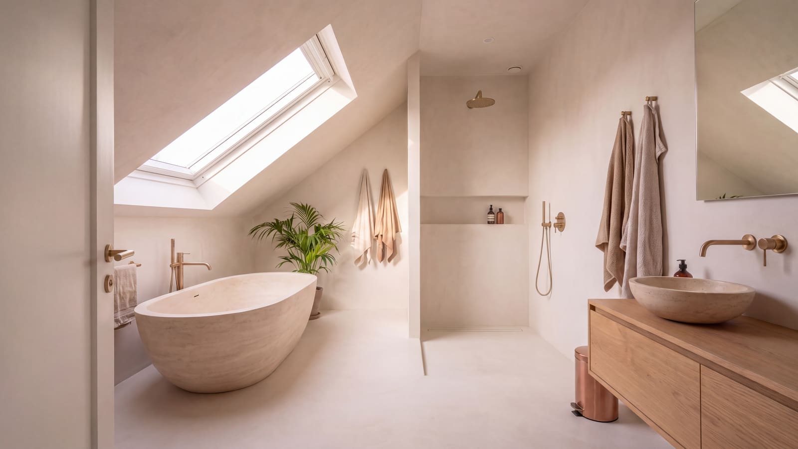 De zolderbadkamer opgeleverd